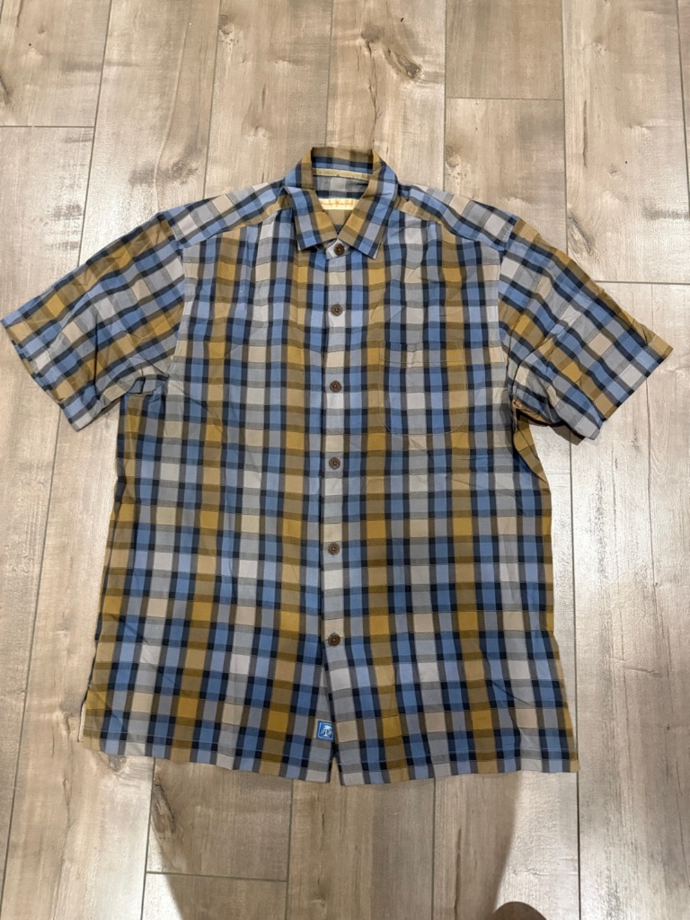 Tommy Bahama Short-Sleeve Plaid Button-Down Shirt - Blue & Brown